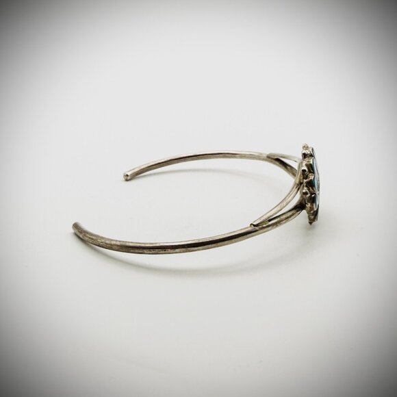 Dainty Zuni Sunface Inlay Sterling Cuff, Size 6.5 - Picture 3 of 5
